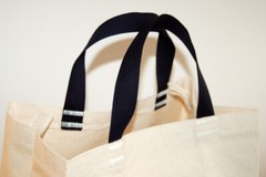 Turtlecreek USA 5 PAK Cotton CANVAS GROCERY BAG Shopping Tote Short Navy Handles