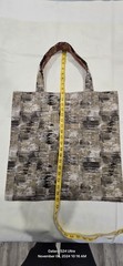 Traditional Pattern Foldable Fabric Reusable Shopping Bag Medium Brown Two-Piece