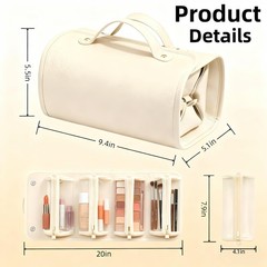 YORJLBK Large Makeup Bag Faux Leather Cosmetic Travel Clear White