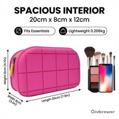 Qivbrewer Silicone Makeup Bag – Waterproof Cosmetic Organizer for Travel Pink