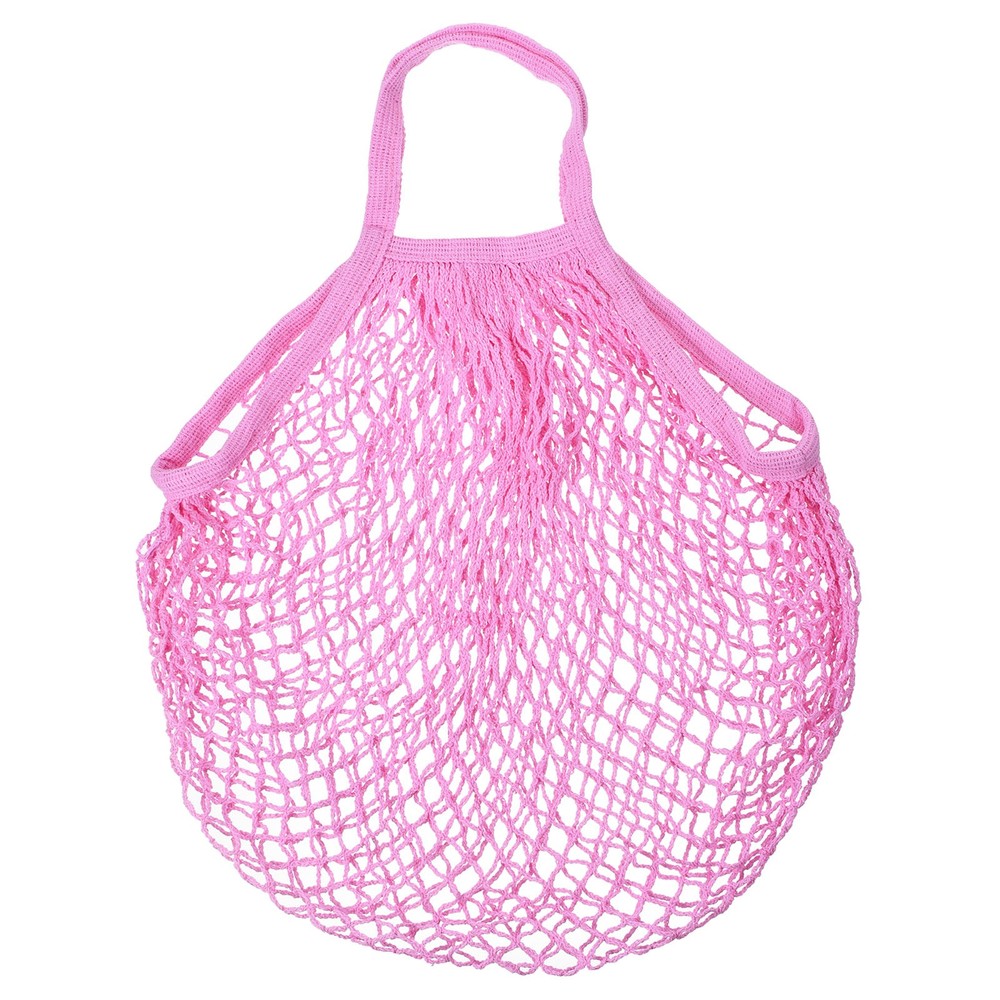 Cotton Mesh Bag, 15×13.8″ Mesh Net String Grocery Bags Pink