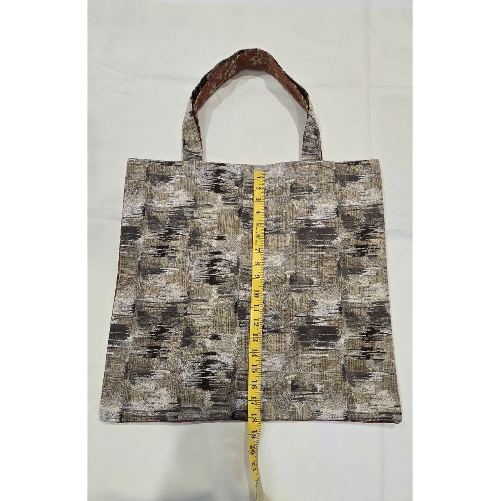 Traditional Pattern Foldable Fabric Reusable Shopping Bag Medium Brown Two-Piece