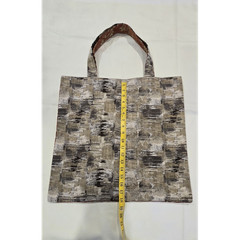 Traditional Pattern Foldable Fabric Reusable Shopping Bag Medium Brown Two-Piece