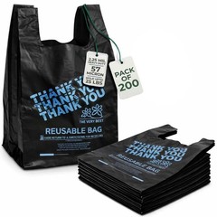 Mil Reusable Plastic Grocery Bags | PACK OF 200 – 12″ x 7″ x 22″ Thick 55 Micron