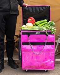 Reusable Grocery Bag On Wheels (Medium, Glitter Pink), Shopping Trolley, Roll…
