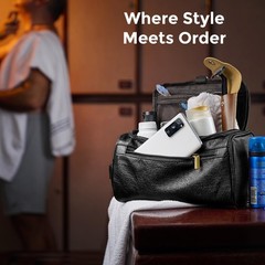 MINARAI Mens Toiletry Travel Bag with Razor Case & Dust – Premium Black