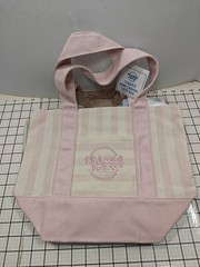 TRADER JOE’S Pastel Striped Mini Canvas Tote Bag 4 Colors Pink Blue Green Beige
