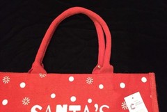 Tesco Santa Jute Tote Bag 2017 Red Dot Coming to Town Christmas Holiday Juco