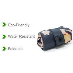 Wrapables Large Reusable Shopping Tote Bag with Outer Pouch, Midnight Floral