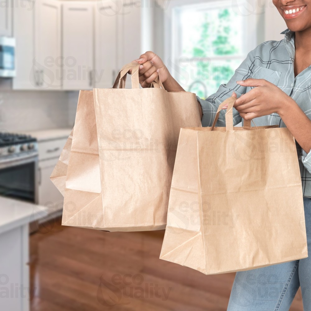 13x7x17 Large Kraft Paper Shopping Bags with Handles Reusable Brown Bags 500pcs