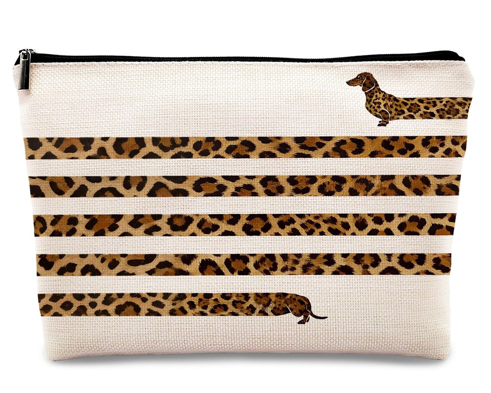 kdqua Funny Leopard Print Dachshund Makeup Bag, Doxie Gifts,…