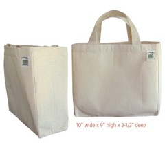 2 Pack, Small Recycled Cotton Canvas Tote Gift/Lunch Bags, 10″x9″x3.5″