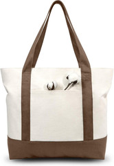 1-Pack Canvas Tote Bag with an External Pocket, Reusable Grocery Shopping Bag, T