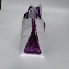 Reusable Designer Inspired Grocery Tote with Purple Croc Bag Print MSRP $89 NEW