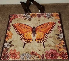 TJ MAXX – Beautiful Butterfly With Flowers -Large Reusable Shopping Tote Eco Bag