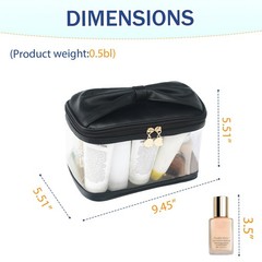 lllyan Large Clear Makeup Bag with Handle, Waterproof Transparent Black