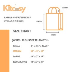 200 Pack – Medium White Kraft Paper Bags with Handles [10x5x13 Inches]
