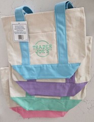 Trader Joe’s mini pastel canvas tote bags 4-pack Easter colors