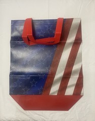 Reusable Foldable Plastic Shopping Bag Red White Blue Stars Stripes Pattern