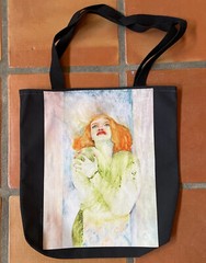 ART BY CYNTHIA R. HOWARD Canvas Tote Reusable Shopping Bag Two Sided Print RARE