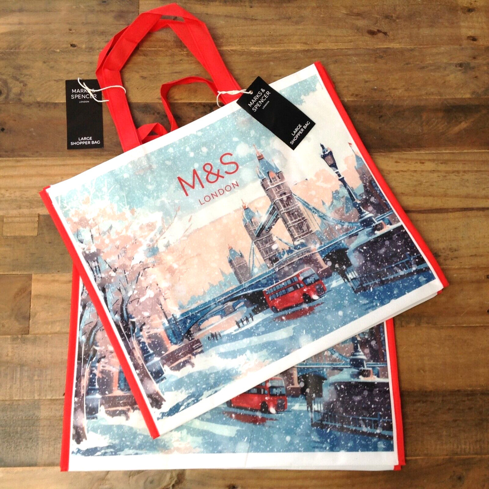 Marks & Spencer London Reusable Bag Holiday Tote 16″ x 14″ x 7″
