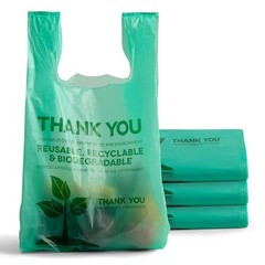 500 Eco Biodegradable Grocery Bags with Handles – Reusable T-Shirt Bulk for Shop