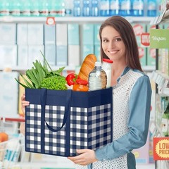 Bulk Reusable Grocery Bags, 10-Pack, Water Resistant, Blue