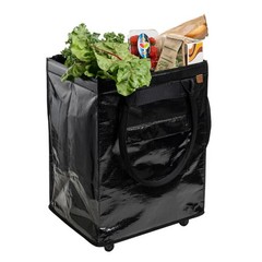 CleverMade Foldable Tote Bag on Wheels Rolling Tote Bag (24”) – Black – 1796150
