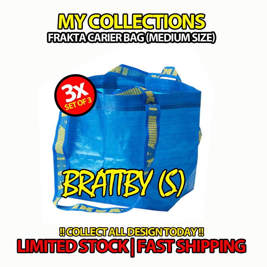 IKEA BRATTBY Multipurpose Small Shopping Grocery Bag (Reusabla Bag : Set of 3+1)