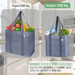 24 Pack Reusable Grocery Shopping Bags Small Tote Bag W/handle Hard Bottom Heavy