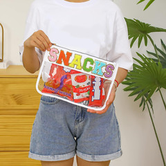 DYSHAYEN Chenille Letter Clear Zipper Pouch for Travel,Nylon White-Snacks