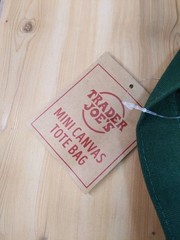 Trader Joe’s Mini Canvas Tote Bag Green White Utility NWT Limited Edition
