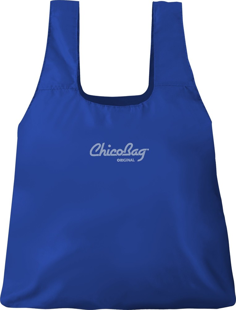 Compact Blue Reusable Tote Bag Collapsible Eco Friendly with Pouch and Clip
