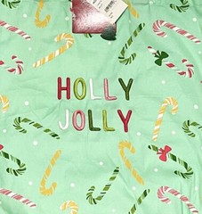 Christmas Holiday Canvas Reusable Shopping Tote Bag Set Of (2) 100% Cotton- NWT