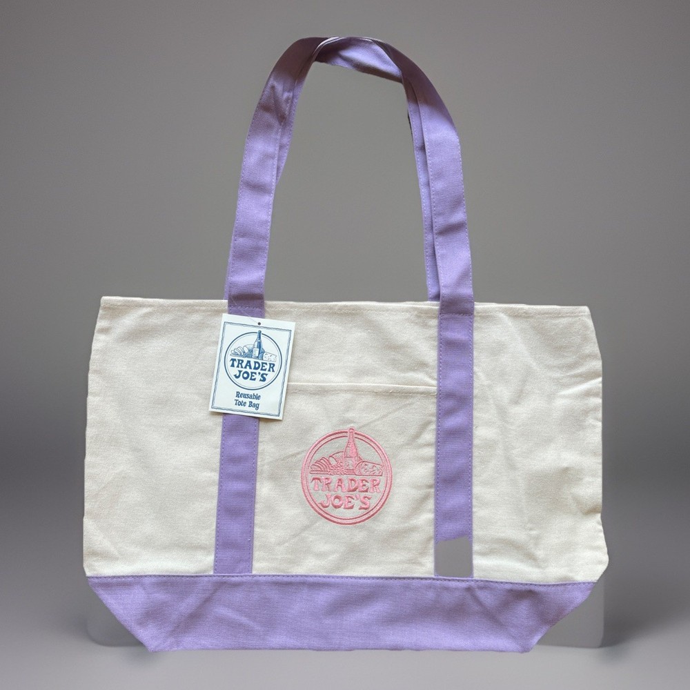 Trader Joe’s Canvas Large Purple 2026 Limited Tote Lavender New W/Tags