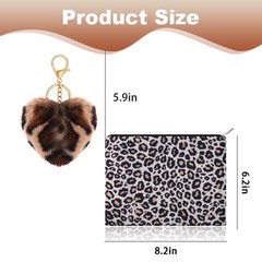 Vintage Leopard Print Cosmetic Bag for Purse Makeup Bags Fuzzy multicolor