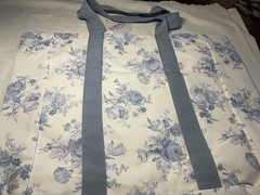 Harper Tote Shopping Bag CREAM BLUE FLOWERS 100% COTTON NWT