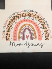 Large Mrs. Young canvas Reusable bag for educators Black And White