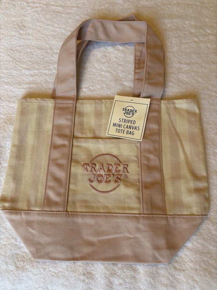 Trader Joe’s – 2026 Mini Canvas Tote Bag- Pink Stripe . 13”x 10”x6” NWT