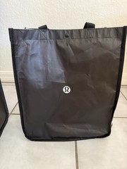 Lululemon Reusable Shopping Bags Set of 3, Large 2 Black 1 Lime Green 16”x13”