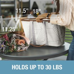 Snapbasket LUXE Collapsible Tote – Geometric Taupe 1 Pack 30L / 8 Gal – Reusa…