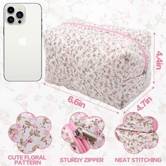 dark swan Cotton Quilted Makeup Bag, Cute Pouch Toiletry Bag Cosmetic Pink