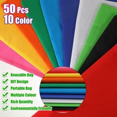 Jexine 50 Pack Non Woven Bags with Handles 13 x 15 Inch Reusable Tote Bulk Gr…