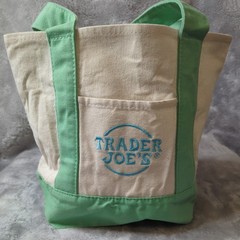 Mint Green w/blue logo Trader Joe’s Pastel Mini Canvas Tote Bag 2025 LIMITED EDi