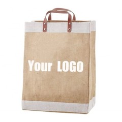 Burlap Tote Bags for Bridesmaids | Leather Handle Jute Carry Bag