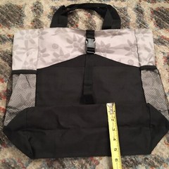 Large Tote Bag, Nylon Reusable Storage, Converts to Backpack, Floral Print Black