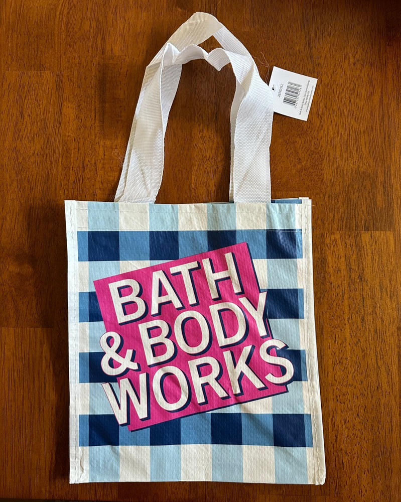 BATH & BODY WORKS GINGHAM SHOPPING TOTE BAG REUSABLE SET OF 2