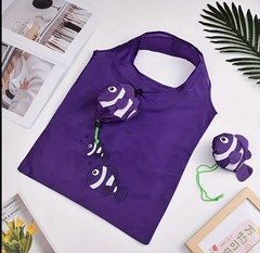 Bundle of 6 Fish Graphic Foldable Grocery Bags – Random Multiple Colors