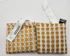 2 IKEA Skynke Reusable Shopping Bags double handles folding pouch Yellow & White