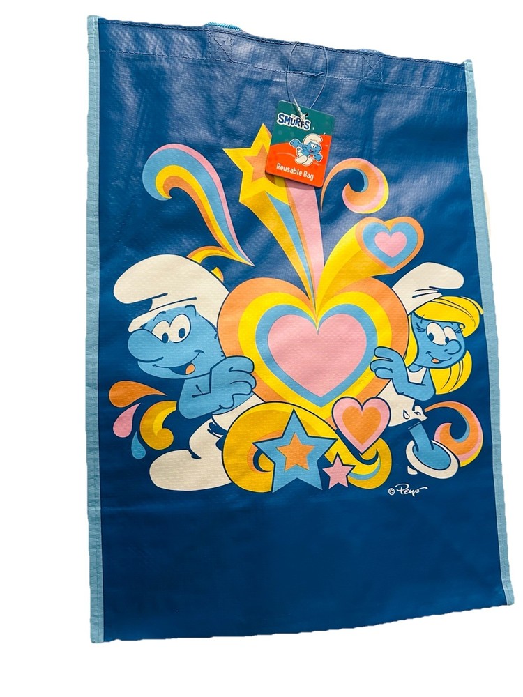 The Smurfs Reusable Inspirational Themed Bag W/Handles. 18×13 In